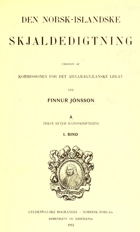 Finnur Jonsson, Den norsk islandske skjaldedigtning