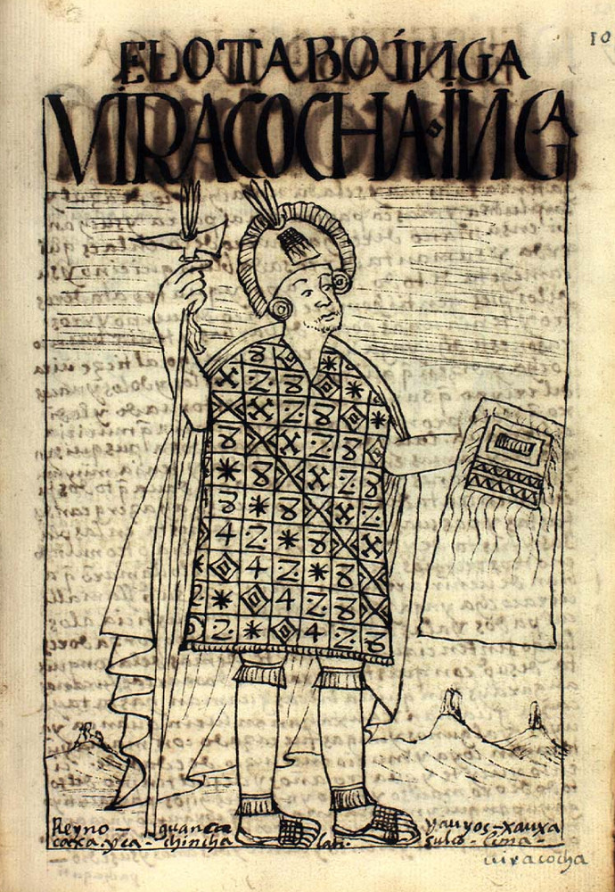 Viracocha Inca dans avec sa tunique runique