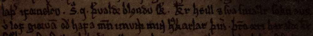 Première demi-strophe de la Sigurðardrápa de Þorvaldr blönduskáld dans le Codex Regius