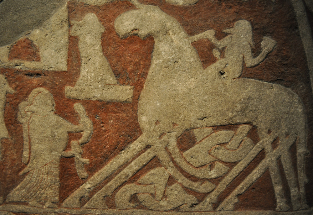 Óðinn et Sleipnir sur la pierre de Tjängvide