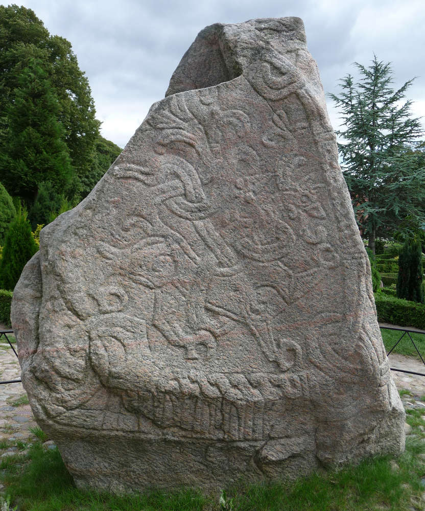 Conquêtes territoriales de Harald Blåtand sur la pierre runique de Jelling