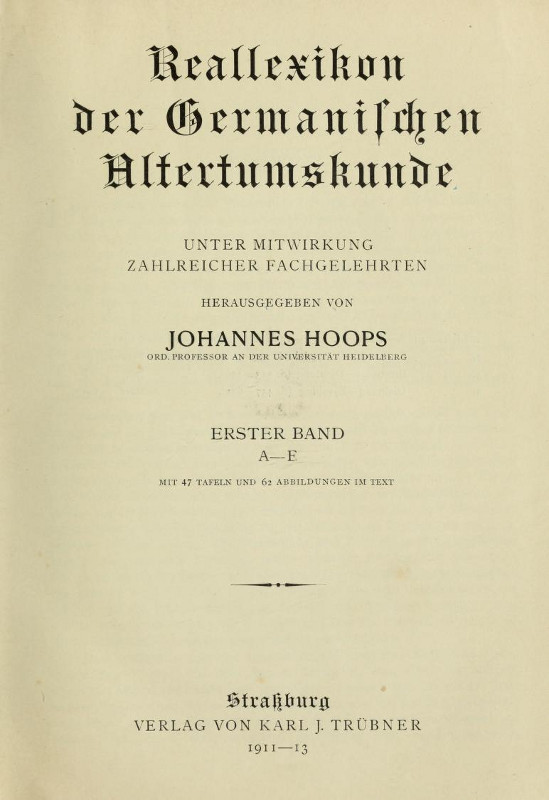 Reallexikon der Germanischen Altertumskunde, première édition
