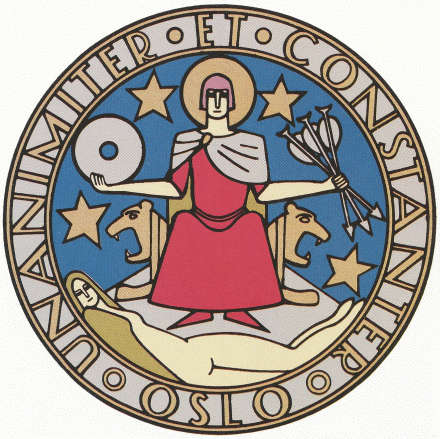 Saint Hallvard sur le sceau de la ville d'Oslo